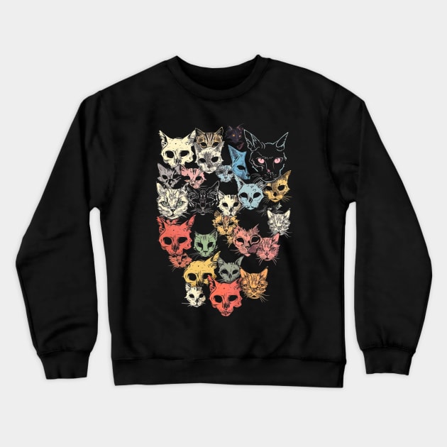 Cat Skull Science Crewneck Sweatshirt by BilodeauBlue